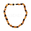 Natural Amber Chip Beaded Necklaces NJEW-N064-07-1