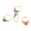 Electroplate Faceted Glass Beads Finger Rings RJEW-TA00014-1