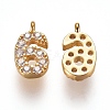 Brass Micro Pave Clear Cubic Zirconia Charms ZIRC-L075-60A-06G-1