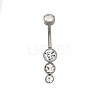 304 Stainless Steel Clear Cubic Zirconia Curved Barbell Belly Button Rings AJEW-D306-03P-05-2
