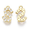 Brass Micro Pave Cubic Zirconia Charms KK-T060-05-S-G-NF-2