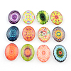 Kaleidoscope Flower Pattern Glass Oval Flatback Cabochons for DIY Projects GGLA-R022-40x30-101-1