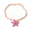 Summer Beach Alloy Enamel Starfish Pendant Resin Chip Beaded Necklaces for Women WGCAA00-02-1