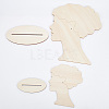 2 Sizes Hair Bun Girl Wooden Head Child Silhouette Stands ODIS-WH0030-15B-3