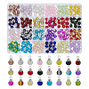 240Pcs 24 Colors Spray Painted Crackle Glass Round Charms PALLOY-PH01650-1