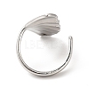 304 Stainless Steel Shell Shape Open Cuff Ring for Women RJEW-E063-12P-2