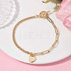 Brass Heart Charm Bracelets BJEW-JB09843-4