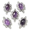 Natural Amethyst Faceted Oval Connector Charms G-G181-06P-03-1