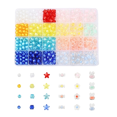 392Pcs 24 Style Transparent Acrylic Beads TACR-YW0001-27-1