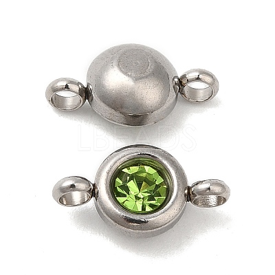304 Stainless Steel Single Rhinestone Connector Charms STAS-E194-13P-08-1