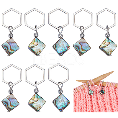 10Pcs Abalone Shell/Paua Shell Pendant Locking Stitch Markers AJEW-BC00021-1