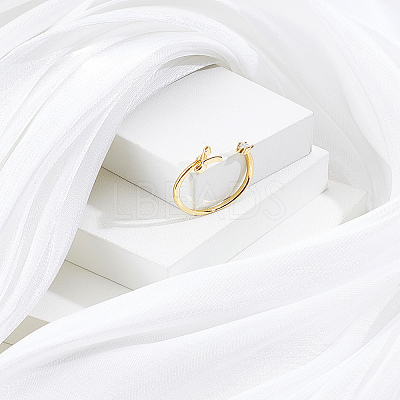 1Pc Letter Brass Rhinestone Open Cuff Rings for Women AJEW-LP0004-47L-G-1