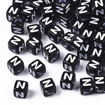 Opaque Acrylic Beads X-SACR-N002-01N-1