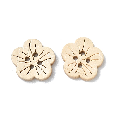 Carved 4-hole Basic Sewing Button in Flower Shape NNA0YYS-1