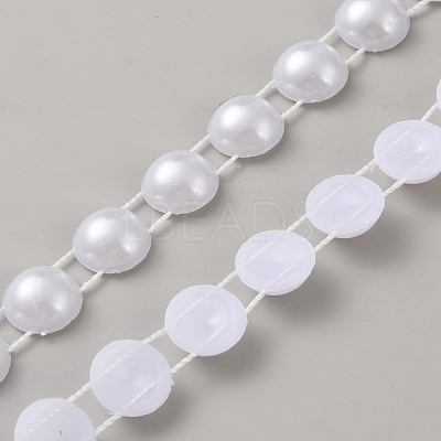 ABS Plastic Pearl Half Round Link Chains CHAC-WH20001-01A-1