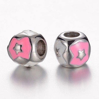 304 Stainless Steel Enamel European Beads STAS-F057-92C-1