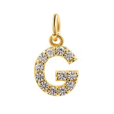 Brass Cubic Zirconia Pendants with Jump Rings FIND-PW0024-09G-1