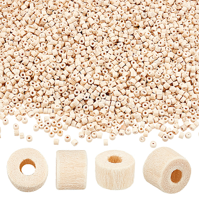 3000Pcs Undyed Natural Wood Tube Beads WOOD-GA0001-32-1