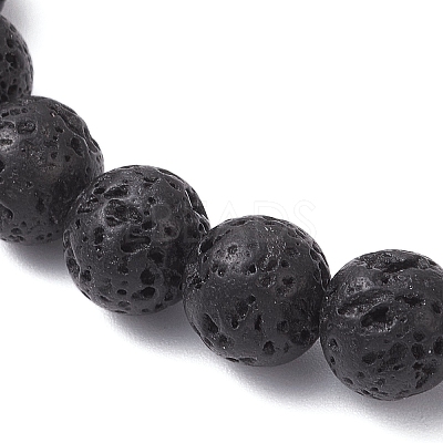 Natural Lava Rock & Synthetic Turquoise Beads Stretch Bracelets for Men Women BJEW-JB12226-01-1
