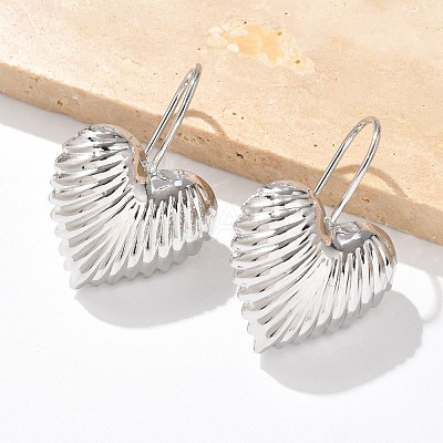 Textured Heart Brass Dangle Earrings EJEW-B132-04P-1