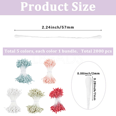 5 Bundles 5 Colors Gypsum with Cotton Cord Artificial Flower Core DIY-GF0014-07B-1