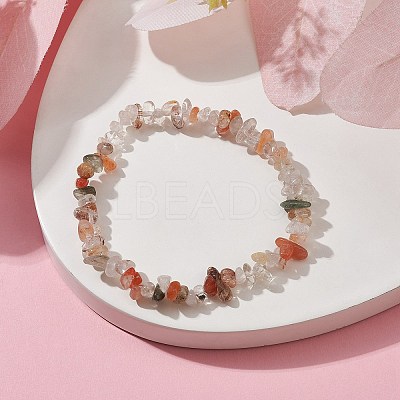 Natural Rutilated Quartz Chips Beaded Stretch Bracelets for Women BJEW-JB10046-14-1
