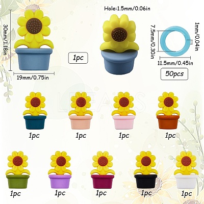 Sunflower Silicone Knitting Needle Point Protectors DIY-SC0024-02-1