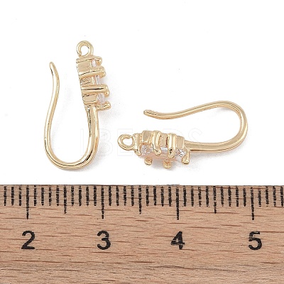 Brass Micro Pave Rectangle Cubic Zirconia Earring Hooks KK-U008-13G-1