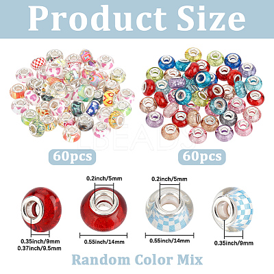 120Pcs Resin European Beads RPDL-PA0001-02-1
