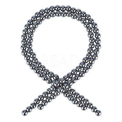 Round Non-magnetic Synthetic Hematite Beads Strands G-PH0012-01-8mm-1