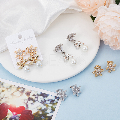 2 Pairs 2 Colors Brass Micro Pave 3A Clear Cubic Zirconia Clip-on Earrings EJEW-BBC0001-59-1