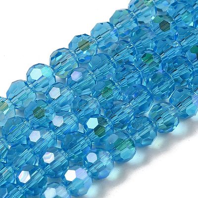 Electroplate Transparent Glass Beads Strands EGLA-A035-T6mm-L08-1