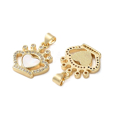 Brass Micro Pave Cubic Zirconia Pendants KK-U070-21G-1