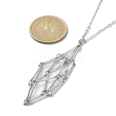 304 Stainless Steel Macrame Pouch Empty Stone Holder for Pendant Necklaces Making NJEW-JN04384-01-1