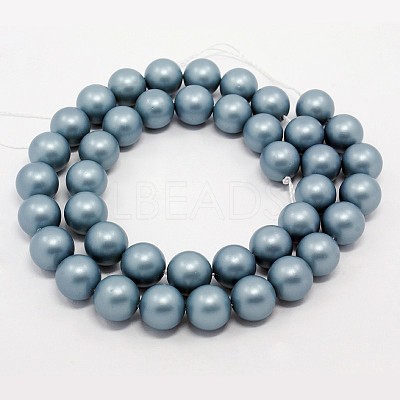 Round Shell Pearl Frosted Beads Strands X-BSHE-I002-6mm-323-1