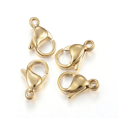 Ion Plating(IP) 304 Stainless Steel Lobster Claw Clasps X-STAS-H353-G-02G-1