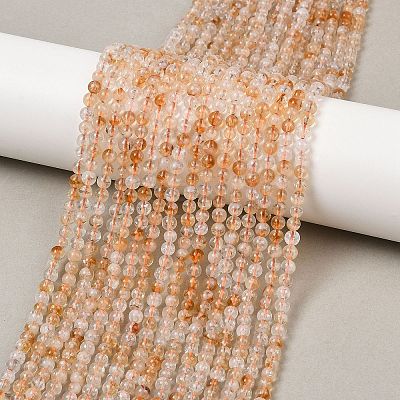 Heated Natural Citrine Bead Strands G-P466-01B-01-1