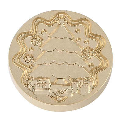 Christmas Series Wax Seal Brass Stamp Head AJEW-M037-01G-07-1