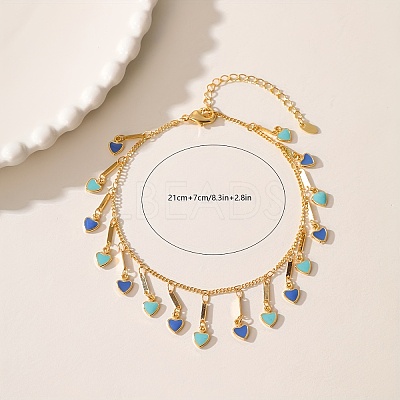 Summer Beach Brass Enamel Heart Tassel Anklets for Vacation and Casual Wear WL3166-2-1