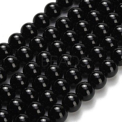 Natural Black Onyx(Dyed & Heated) Beads Strands X-G-H329-C06-6mm-1