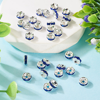 30Pcs 2 Colors Brass Rhinestone Spacer Beads RB-TA0001-29F-1