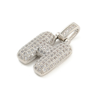 Brass Micro Pave Clear Cubic Zirconia Pendants KK-B099-01P-H-1