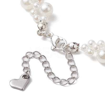 Glass Shell Pearl & ABS Plastic Imitation Pearl Beaded Bracelets for Women BJEW-JB10597-1