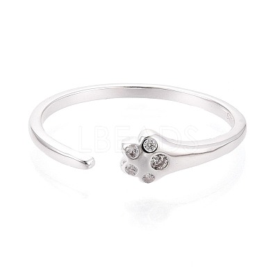 925 Sterling Silver Micro Pave Clear Cubic Zirconia Open Cuff Rings for Women STER-N016-143S-1
