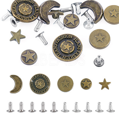 50Pcs 5 Styles Alloy River Studs FIND-TA0009-69-1