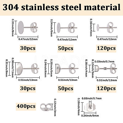 304 Stainless Steel Stud Earring Findings STAS-SP0002-01-1