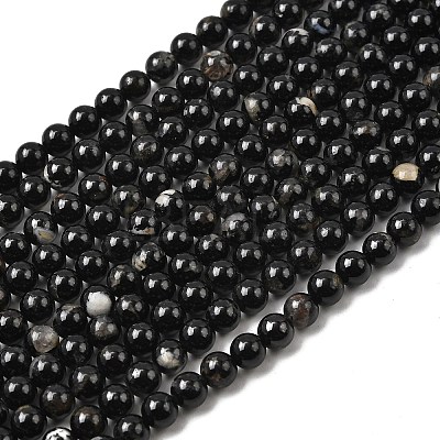 Natural Black Tourmaline Beads Strands X-G-F666-05-6mm-1