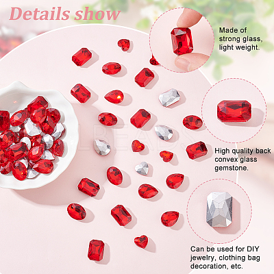 64Pcs 4 Style Glass Rhinestone Cabochons RGLA-FG0001-11B-1