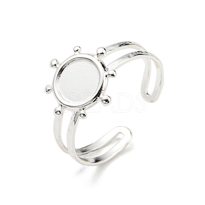 304 Stainless Steel Open Cuff Finger Ring Cabochon Settings STAS-T060-10S-1