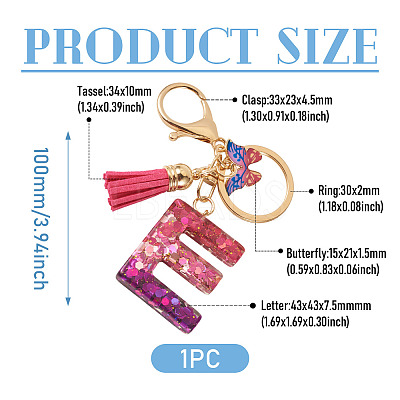Alloy Resin Butterfly Keychains KEYC-TADJ0002-02G-E-1
